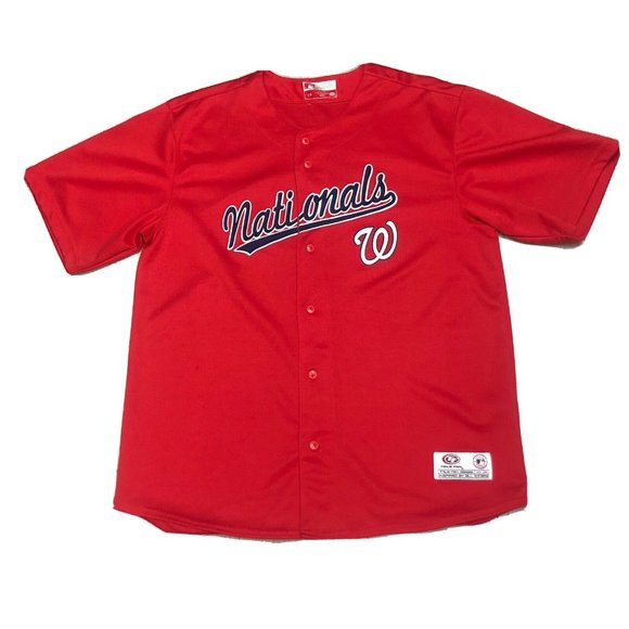 True Fan Series Washington DC Nationals Mens MLB Baseball Jersey Red Size Large - Picture 1 of 7